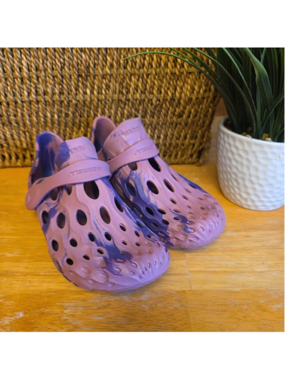 Merrell Hydro Moc Water Clog Sandals Pink Purple Marble Kids Girls Shoes Sz 2Y